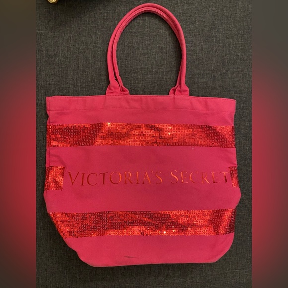 Victoria’s Secret pink sequin tote EUC - Picture 1 of 1
